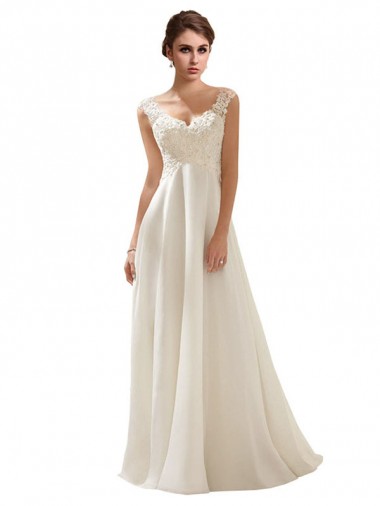 Cheap V-Neck Lace Wedding Dress On Chiffon UK