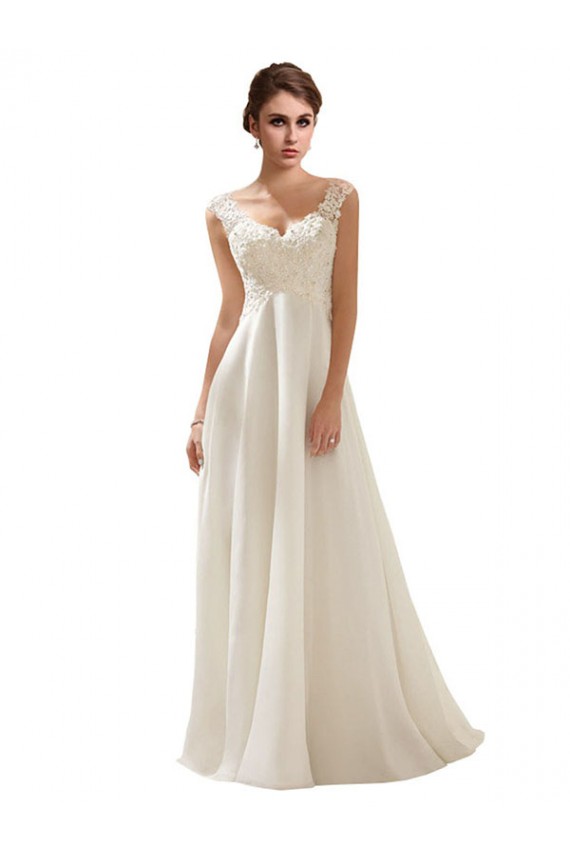 Cheap V-Neck Lace Wedding Dress On Chiffon UK