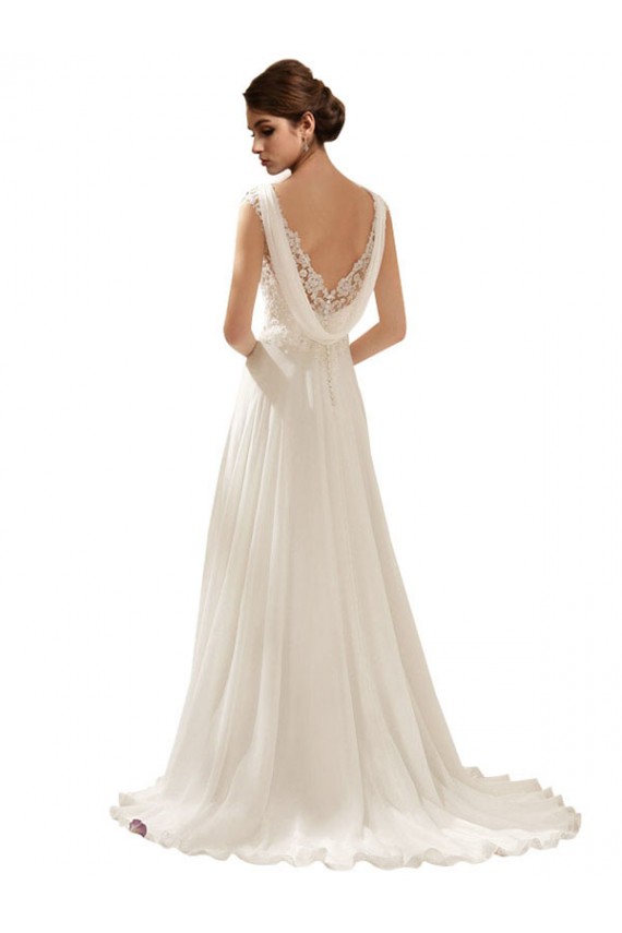 Cheap V-Neck Lace Wedding Dress On Chiffon UK
