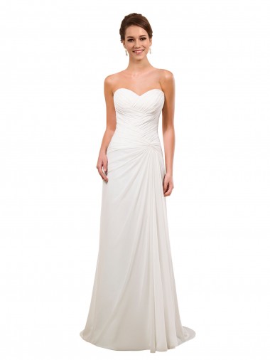 Cheap Sweetheart Neckline Chiffon Wedding Dress with Criss-Cross Ruched Bodice UK