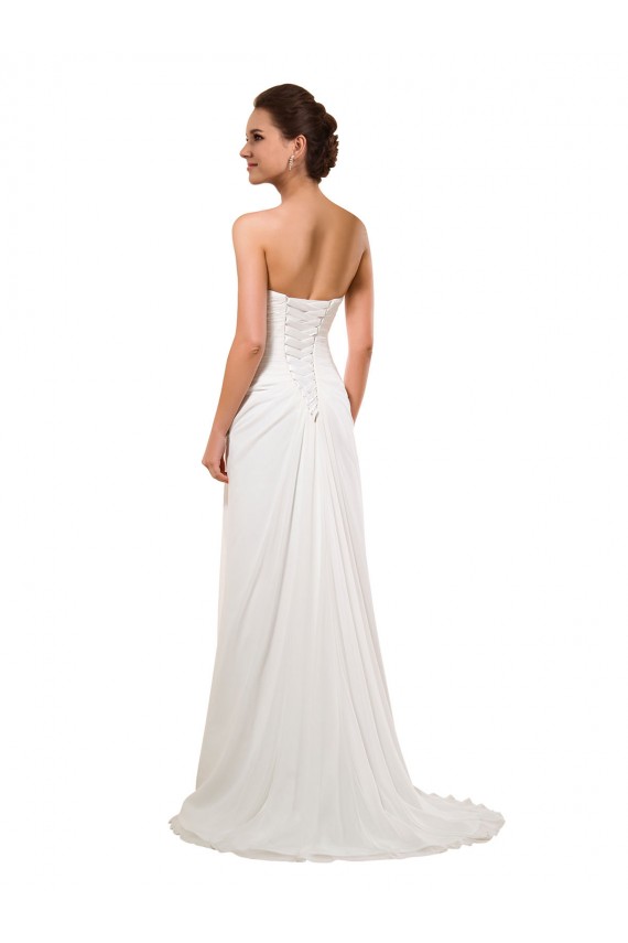 Cheap Sweetheart Neckline Chiffon Wedding Dress with Criss-Cross Ruched Bodice UK