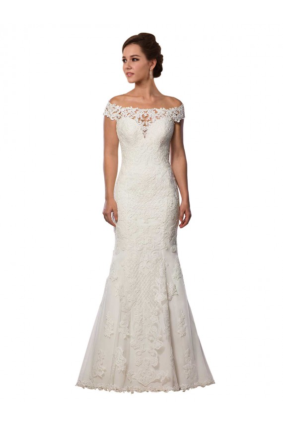 Cheap Modern Off the Shoulder Mermaid Lace Wedding Dress UK