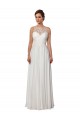 Cheap Illusion Neck A-Line Chiffon Beach Wedding Dress with Lace Halter Neckline UK