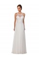 Cheap Illusion Neck A-Line Lace and Chiffon Beach Wedding Dress UK