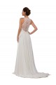 Cheap Illusion Neck A-Line Lace and Chiffon Beach Wedding Dress UK
