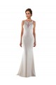 Cheap Modern High Neck Sheath Wedding Dress with Lace Bodice UK
