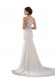 Cheap Modern High Neck Sheath Wedding Dress with Lace Bodice UK