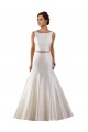 Cheap Modern Boat Neck Mermaid Satin Wedding Dress with Deep V-Back UK