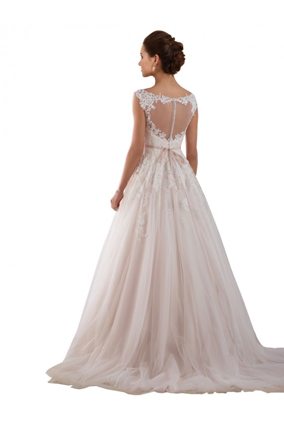Cheap Illusion Sweetheart Neck Ball Gown Tulle Wedding Dress with Lace Bodice UK