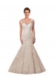 Cheap Fit and Flare Illusion Neck Lace Wedding Dress UK