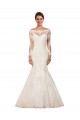 Cheap Long Sleeves Mermaid Lace Wedding Dress with Illusion Back UK