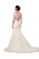 Cheap Long Sleeves Mermaid Lace Wedding Dress with Illusion Back UK