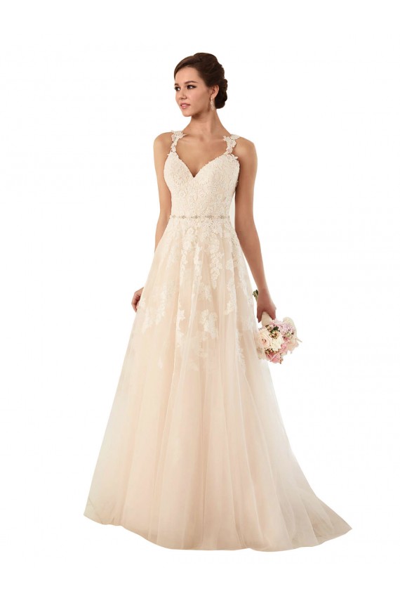 Cheap Sweetheart A-Line Tulle Wedding Dress with Lace Illusion Back UK