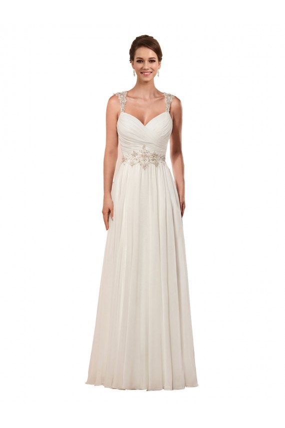 Cheap Sweetheart A-Line Chiffon Wedding Dress with Beaded Shoulder Straps UK