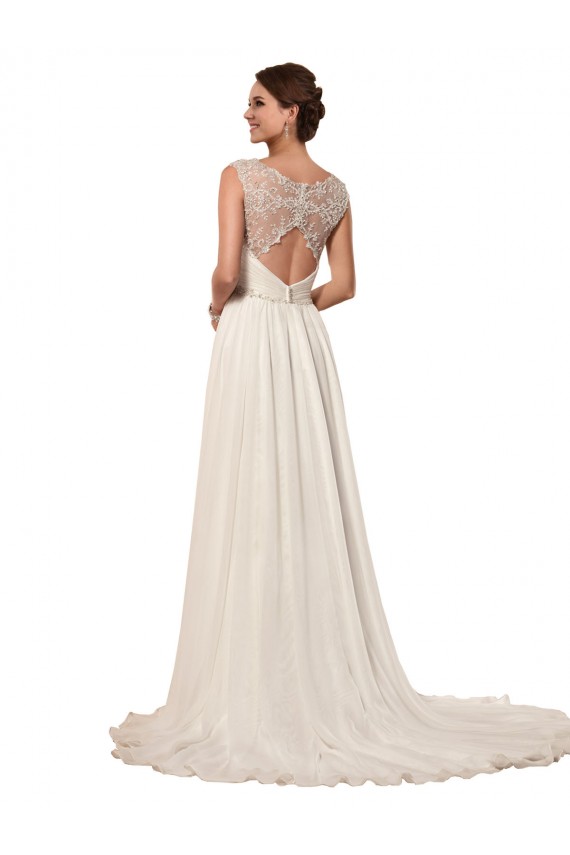 Cheap Sweetheart A-Line Chiffon Wedding Dress with Beaded Shoulder Straps UK