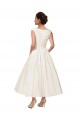 Cheap V-Neck A-Line Short Ankle Length Satin Wedding Dress UK