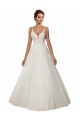 Cheap Modern Spaghetti Straps Ball Gown Tulle Wedding Dress with Lace Bodice UK