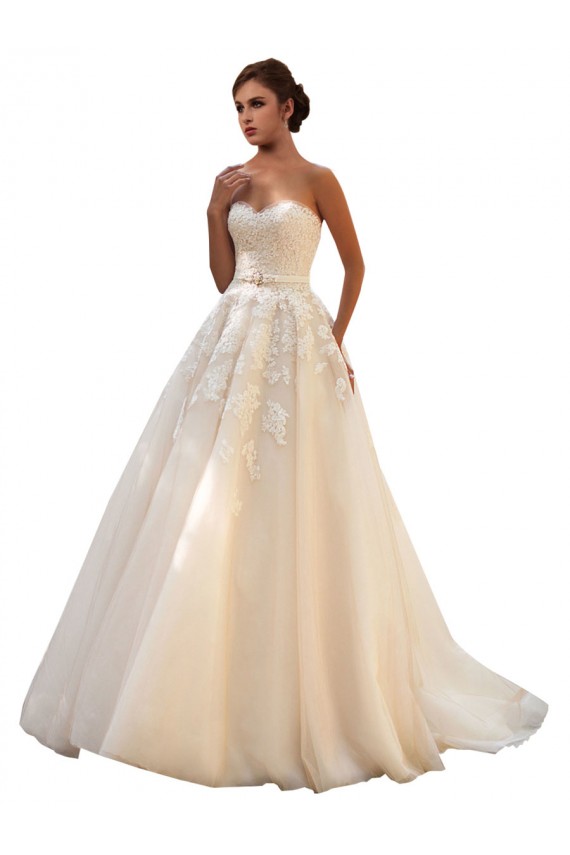 Cheap Sweetheart Ball Gown Tulle Wedding Dress with Lace Bodice UK