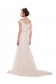 Cheap Cap Sleeves Off the Shoulder Ruched Mermaid Tulle Beach Wedding Dress UK