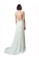 Cheap Spaghetti Straps V-Neck A-Line Chiffon Beach Wedding Dress UK