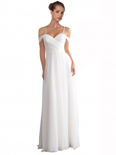 Cheap Off the Shoulder A-Line Ruched Chiffon Beach Wedding Dress UK