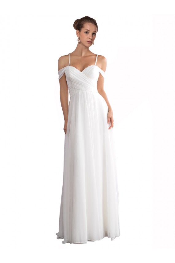 Cheap Off the Shoulder A-Line Ruched Chiffon Beach Wedding Dress UK