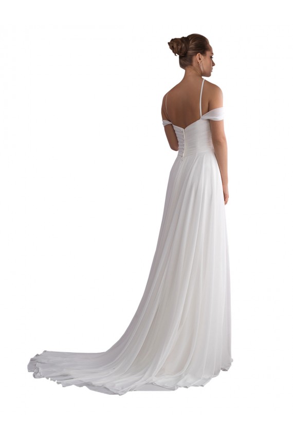Cheap Off the Shoulder A-Line Ruched Chiffon Beach Wedding Dress UK