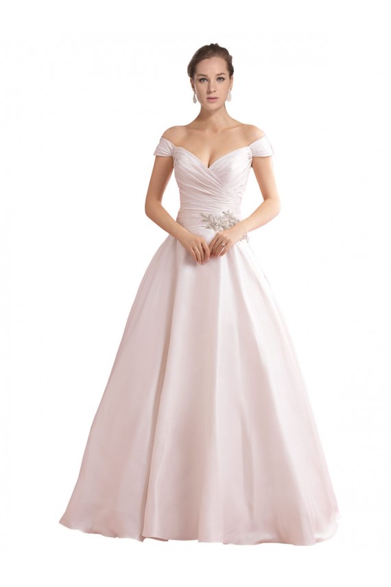 Cheap Off the Shoulder Sweetheart Ball Gown Satin Wedding Dress UK