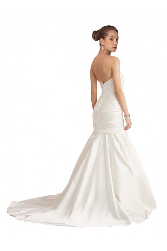 Cheap Strapless Mermaid Ruched Satin Beach Wedding Dress with Low Back UK