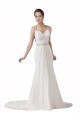 Cheap Sweetheart Sheath Chiffon Beach Wedding Dress with Beaded Belts UK