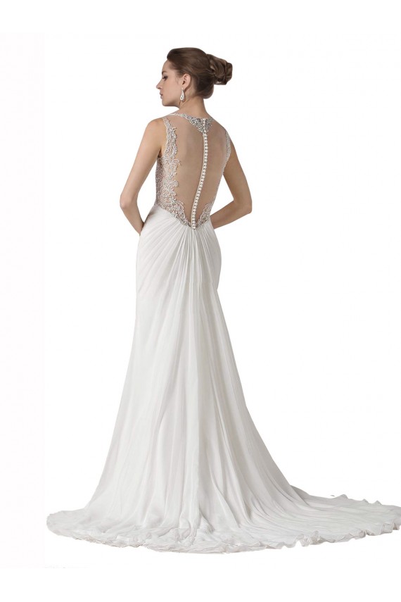 Cheap Sweetheart Sheath Chiffon Beach Wedding Dress with Beaded Belts UK