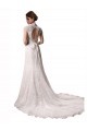 Cheap Halter V-Neck Mermaid Lace Wedding Dress with Keyhole Back UK