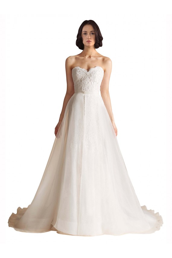 Cheap Strapless Sweetheart Lace Bodice A-Line Organza Wedding Dress UK