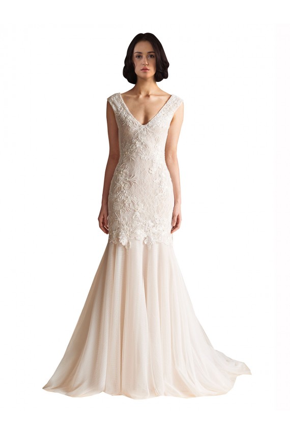 Cheap V-Neck Mermaid Tulle Wedding Dress UK