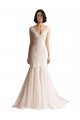 Cheap V-Neck Mermaid Tulle Wedding Dress UK