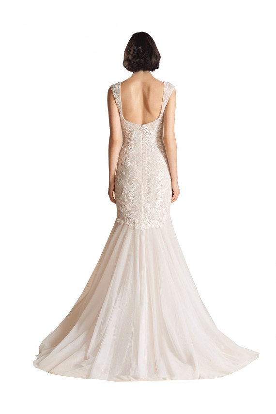 Cheap V-Neck Mermaid Tulle Wedding Dress UK