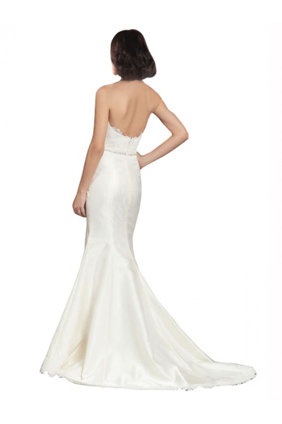 Cheap Trumpet Satin Wedding Dress with Sweetheart Lace Bodice UK