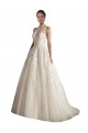Cheap Illusion Neck A-Line Tulle Wedding Dress UK