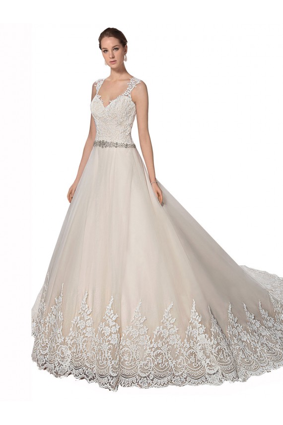 Cheap Sweetheart Cap Sleeves Tulle Lace Wedding Dress UK