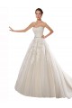 Cheap Strapless Ball Gown Tulle Wedding Dress with Lace Cascades UK