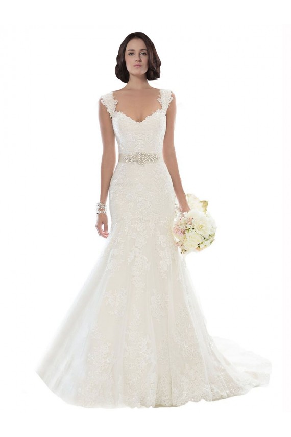 Cheap Off the Shoulder Mermaid Lace Beach Wedding Dress with Beaded Belt UK