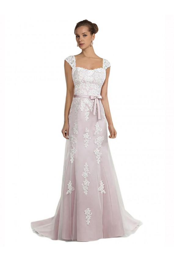 Cheap Strapless Mermaid Tulle Lace Beach Wedding Dress with Belt UK