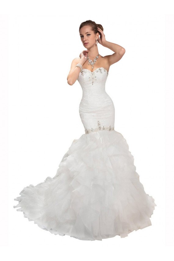 Cheap Sweetheart Mermaid Cascading Organza Wedding Dress UK