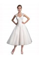 Cheap A-Line Short Tea Length Sweetheart Tulle Lace Beach Wedding Dress UK