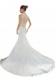 Cheap Sweetheart Mermaid Satin Beach Wedding Dress with Illusion Lace Back UK