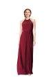 Cheap Halter Neck Chiffon Bridesmaid Dress with Shirred Bodice UK