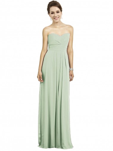 Cheap Full Length Strapless Chiffon Bridesmaid Dress with Sweetheart Neckline UK