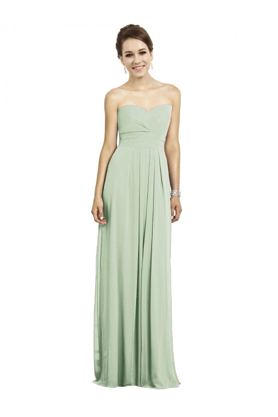 Cheap Full Length Strapless Chiffon Bridesmaid Dress with Sweetheart Neckline UK