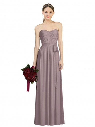 Cheap Sweetheart Neckline Long Full Length Chiffon Bridesmaid Dress UK