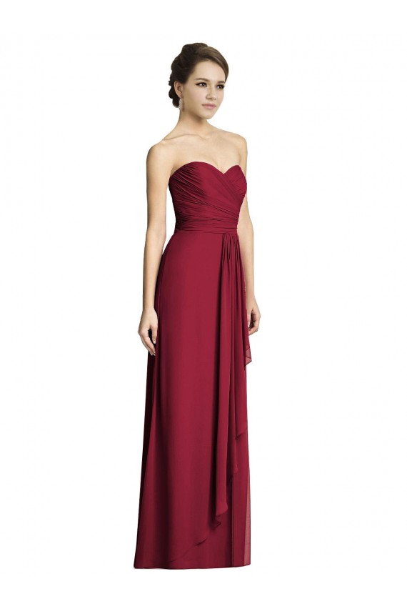 Cheap Long Strapless Chiffon Bridesmaid Dress with Side Slit UK